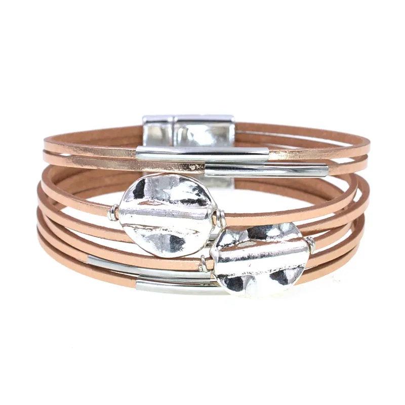 WELLMORE charm Leather Bracelets For Women & Men Multiple Layers wrap Bracelet Couple gifts fashion Jewelry wholesale