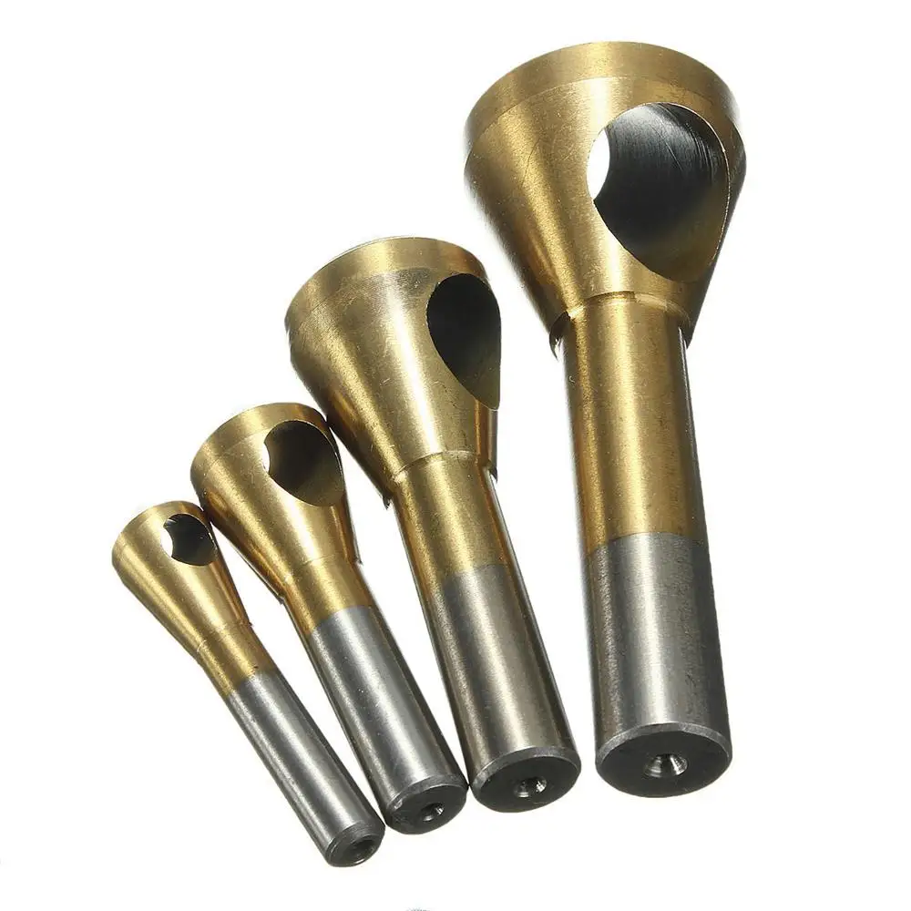 4pcs titanium plated round handle oblique hole chamfer countersunk head drill / inverted taper hole / screw screw countersink