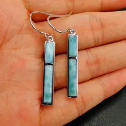 Di alta Qualità Larimar Orecchini in Argento Sterling 925 Natural Larimar Orecchini A Pendaglio Per Il Regalo delle Donne