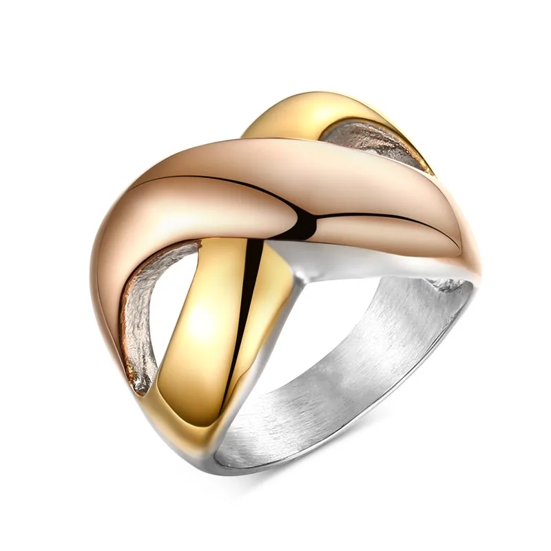 

Three Tones Infinity Wedding Bands for Women Stainless Steel Promise Ring Best Friends Ring Female Jewelry Gift R596G