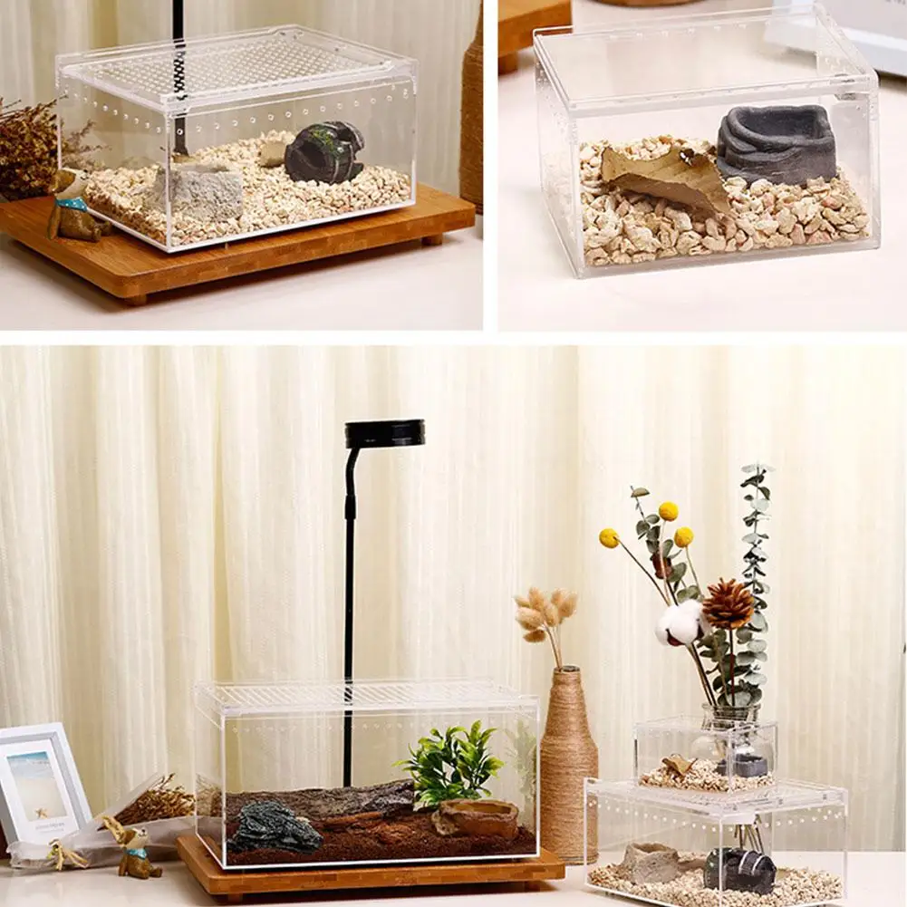 Reptile Breeding Box Clear Acrylic Reptile Feeding Box Insect Box Mantis Breeding Box Insect Reptile Cage Terrarium Terrarium