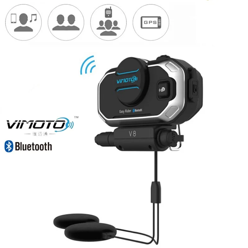 English Version Vimoto V8 Motorcycle Helmet Intercom Bluetooth-compatible Headset Noise Reduction 2 Way Radios Easy Rider