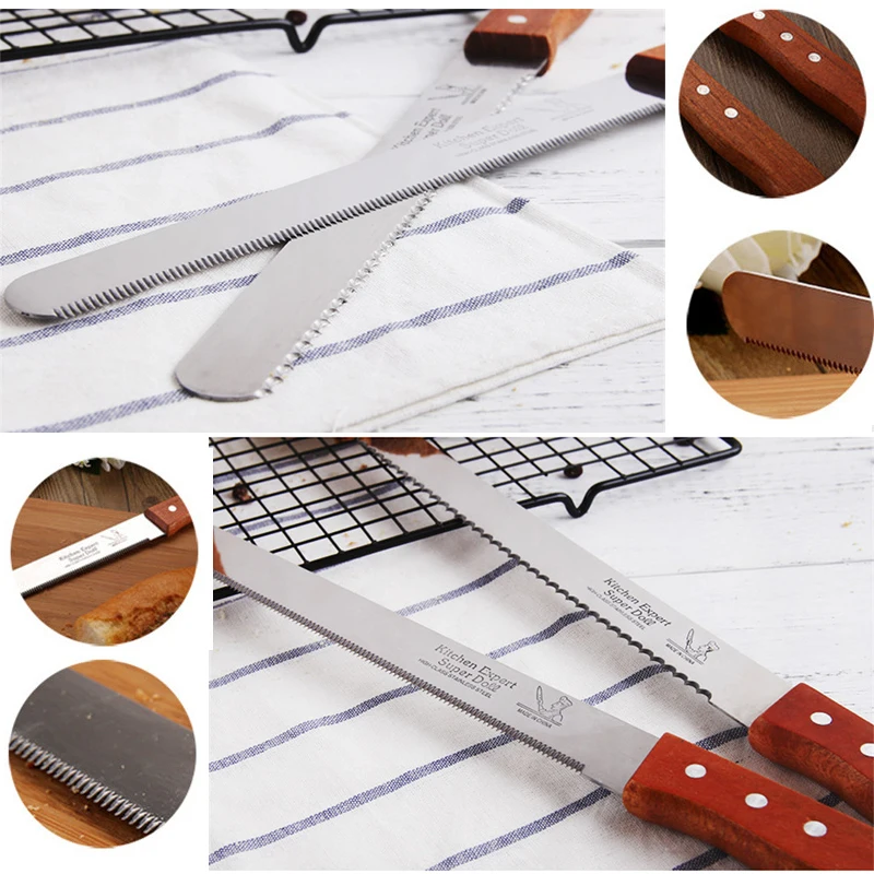 Stainless Steel Bread Knife Saw Cake Slicing Tool Baking Toast Knife Coarse Tooth Fine Tooth Cake Saw Knife Snack Dessert Slicer