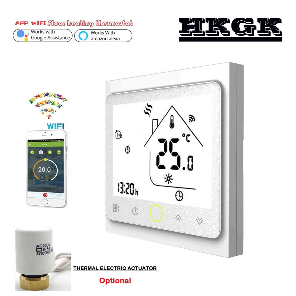 Termostato WiFi de calefacción por suelo radiante, controlador de temperatura programable, interruptores de actuador eléctrico, TUYA 3A