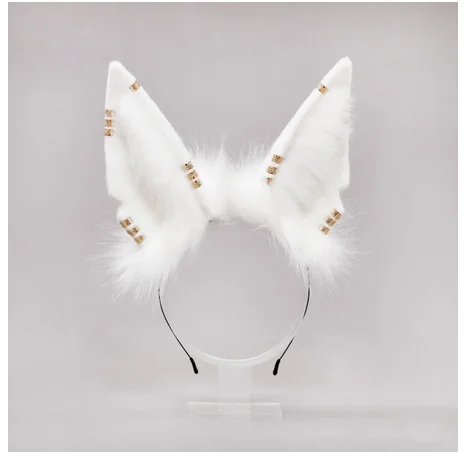 6 styles Plush Ears Anubis Wolf Cat Dog Ears Black White Hair Hoop for Cosplay Costume Accessories Handmade Furry Headband Beast