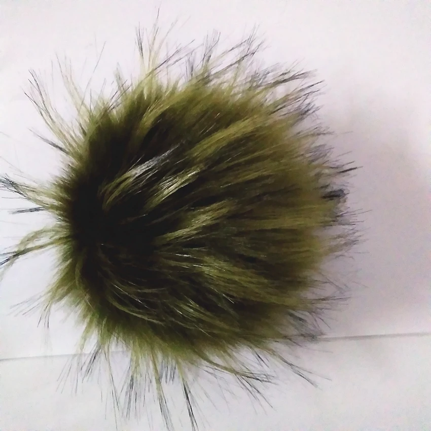 12 Pcs/Lot 15 cm Big Fake Fox Raccoon Fur Pompons With Safety Pins Hat Beanies DIY Part  Pom For Caps Bags Scarf Accessories