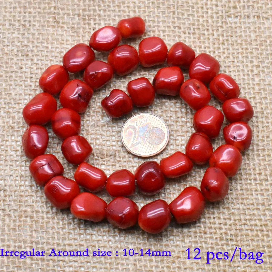 Natural Stone Red Coral Beads Irregularity Geometry Round Square  Shape Spacer Beads For Jewelry Making DIY Bracelet Necklace