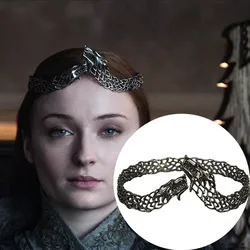 Movie Sansa Stark Queen Crown Cosplay Hair Accessories Hairbands Costumes Props Kitazakai Direwolf Headwear