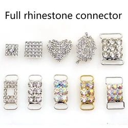 10pcs/lot 10 Style Rhinestone Buckles for Ribbon Craft Sewing Metal Brass Diamond Crystal Button for Wedding Decorative