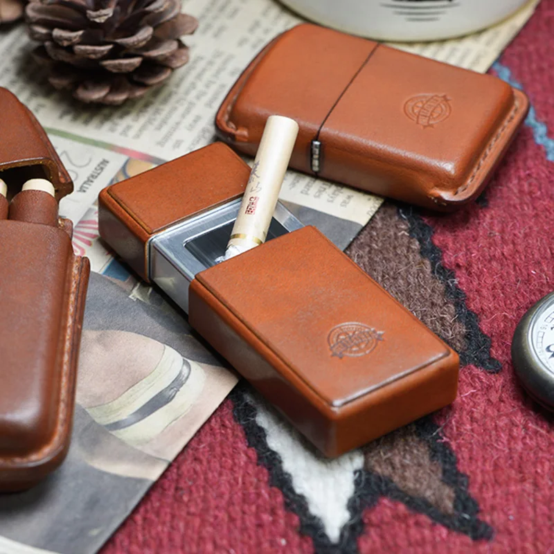 one Leather Exquisite cowhide Outdoor Portable Ashtray W1824-12