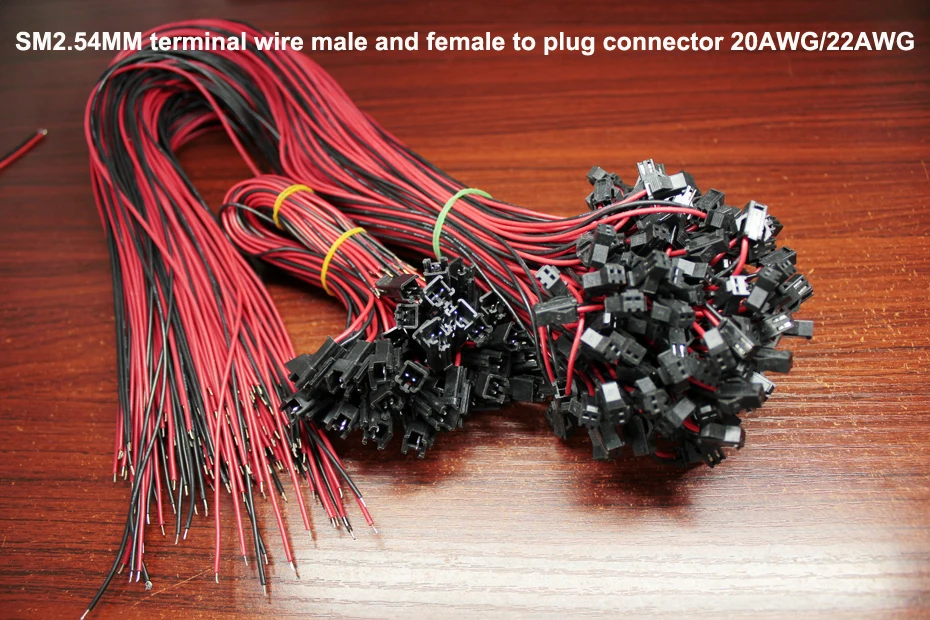 100pcs/lot SM hole pitch 2.54mm terminal line air to plug connector 2P terminal fast wiring male and female plug line