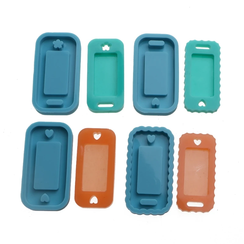 Rectangle Tag Epoxy Resin Mold DIY Keychain Silicone Molds for Delicate Keyring Pendants UV Crafts Ornaments Bag Decoration