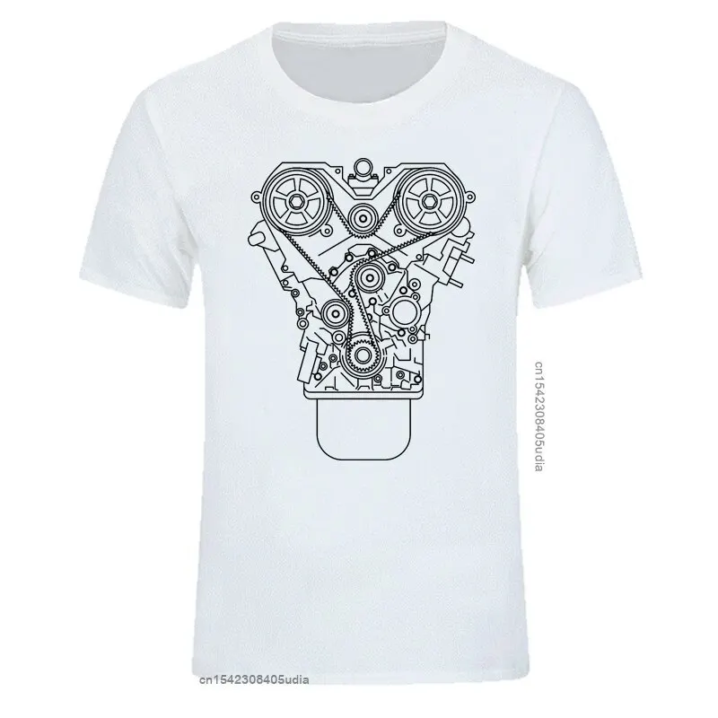 Men Tshirts Cotton Brand New Engine Design T Shirt Black Summer Tee Shirt for Men