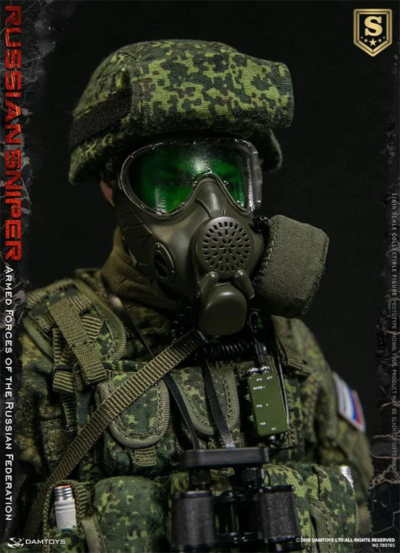 Scale 1/6 DAMTOYS DAM 78078S Russian Sniper SVD PMK-4 Gas Mask Model For Usual 12inch Doll Action Collectable