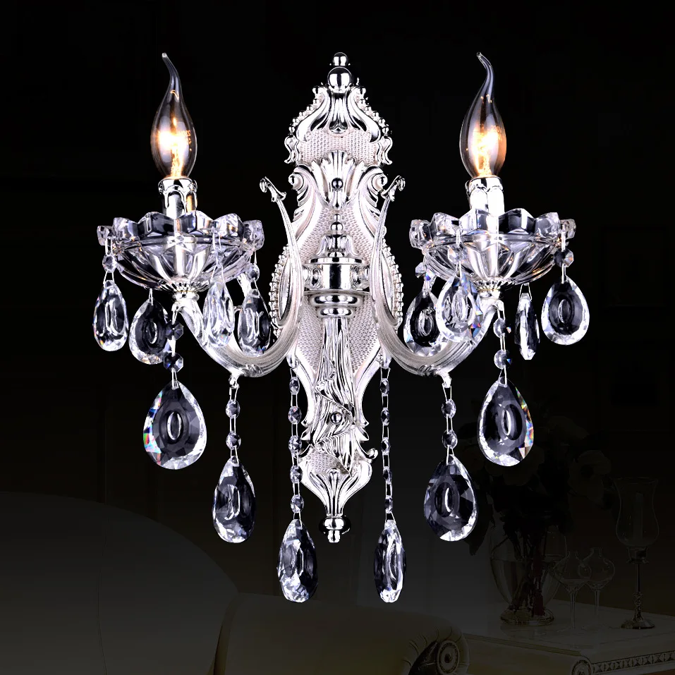 European Style Zinc Alloy Crystal Lamp Bedroom Bedside Living Room Wall Hotel Aisle Corridor Wall Lamp
