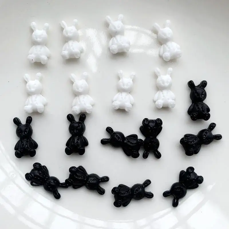 Diy50pcs لطيف ليتل الأرنب الأبيض الراتنج شقة الظهر مسمار الفن ديكور مسمار لوازم الهاتف شقة الظهر