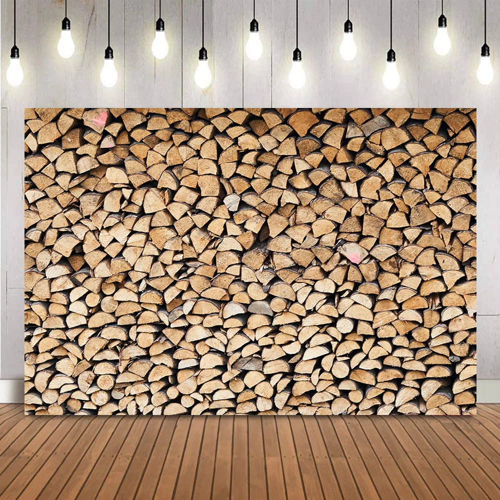 Pile of wood Backdrop for Christmas Portrait Photography Baby Children Birthday Portrait Background Wall X-mas Holiday Supplies