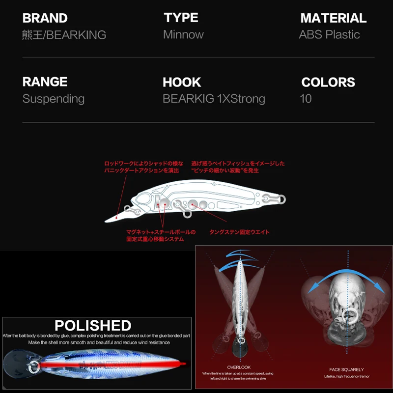 BEARKING 63mm 5g Hot SP fishing lures professional UV colors minnow Magnet weight system wobbler crankbait Fishing accessories view 6