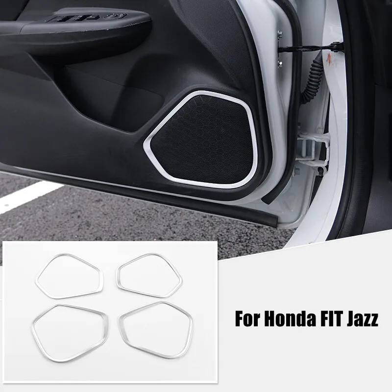 

For Honda FIT Jazz 2014 to 2018 ABS Matte/Carbon fibre Car door inner speaker audio Horn ring Cover Trim car styling Accessories