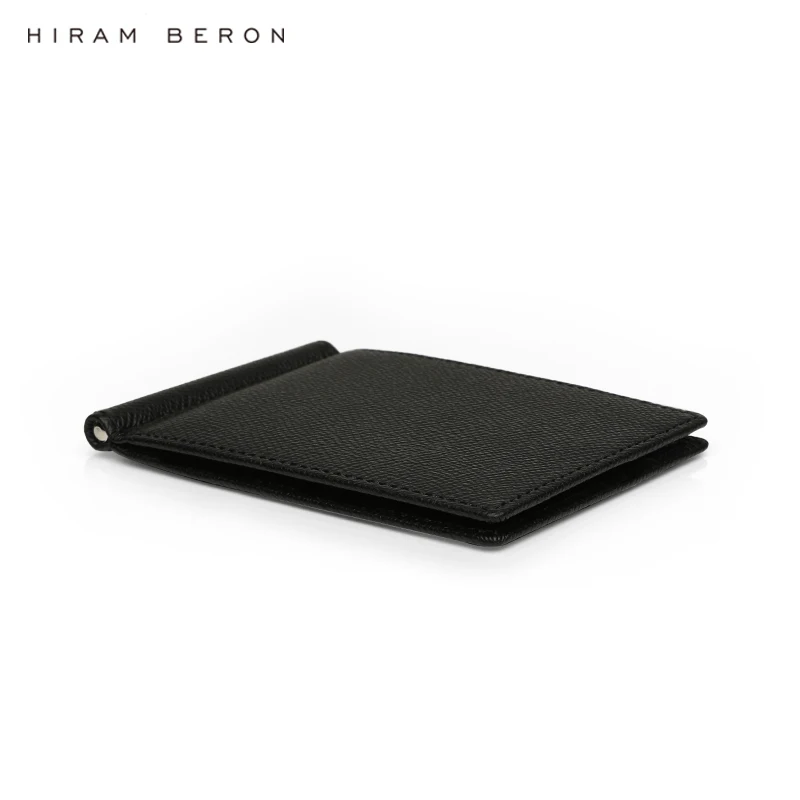 Hiram Beron Genuine Leather Men Money Clip Wallet Italian Cow Leather Custom Gift Luxury Brand Dropship
