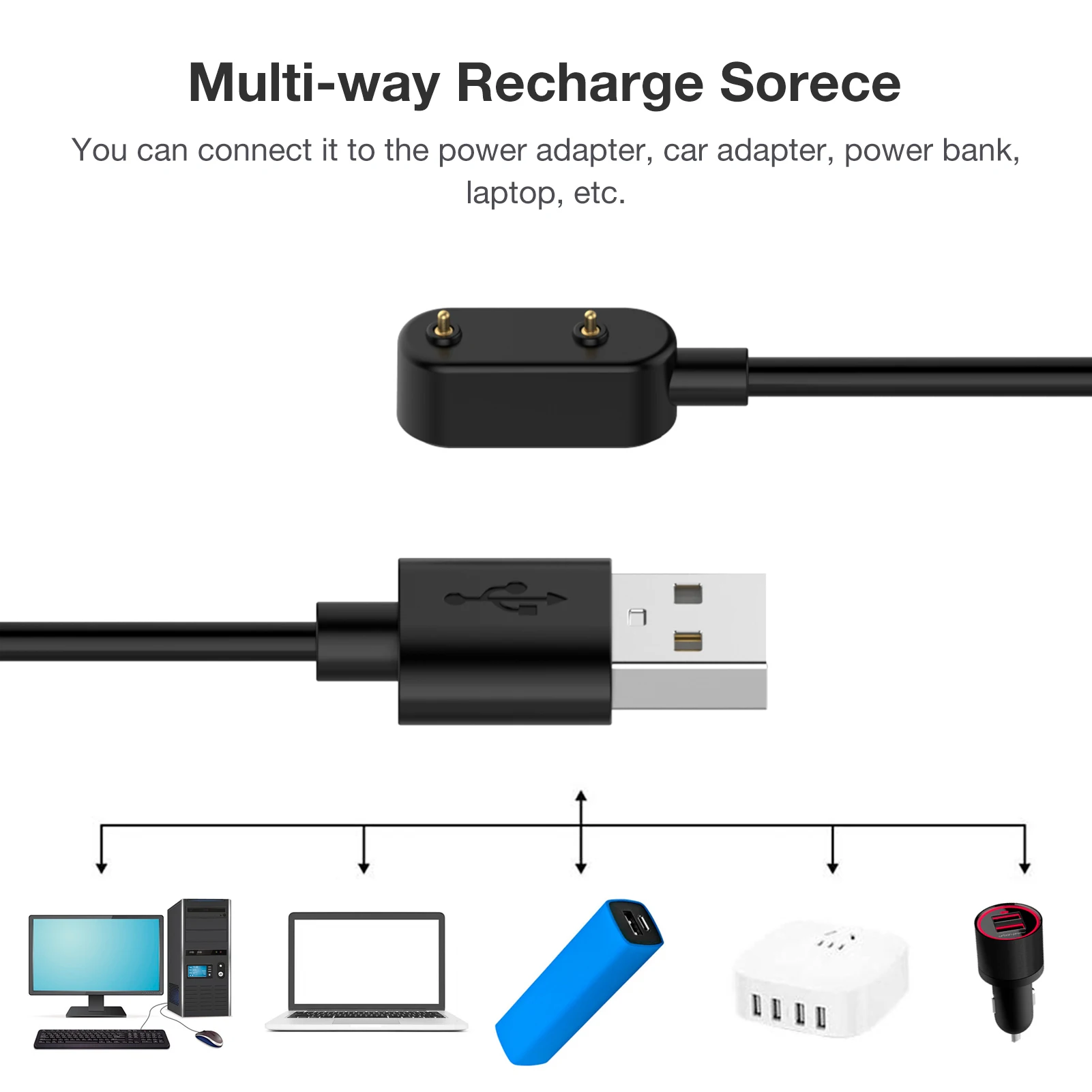 1M สายชาร์จสำหรับนาฬิกา Huawei Fit / Band 6สมาร์ทนาฬิกาแท่นชาร์จนาฬิกาข้อมืออะแดปเตอร์ Smartwatch อุปกรณ์เสริม