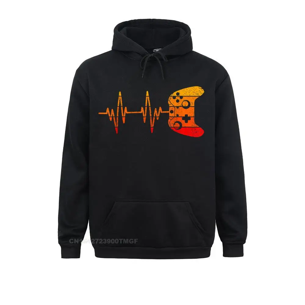 Vintage Retro Gamer Heartbeat Shirt Funny Video Game Gaming Hoodie Camisas Hoodies Long Sleeve For Men Geek Hoods Retro