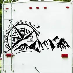Large Compass Rose Mountain Camper Rv Wall Decal Sticker For Jeep Off- Road Camping Car Auto Truck Vinyl Bedroom