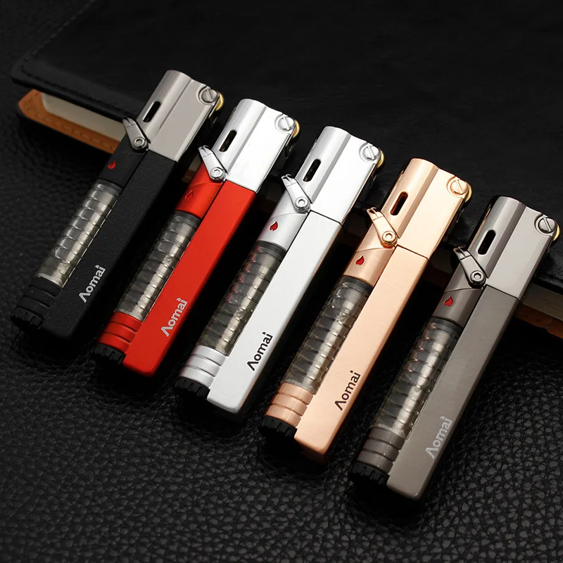 AOMAI Torch Lighter Flint Wheel Type Windproof Transom Metal Lighter Inflatable Butane 1300 C Cigarette Cigar Gadget