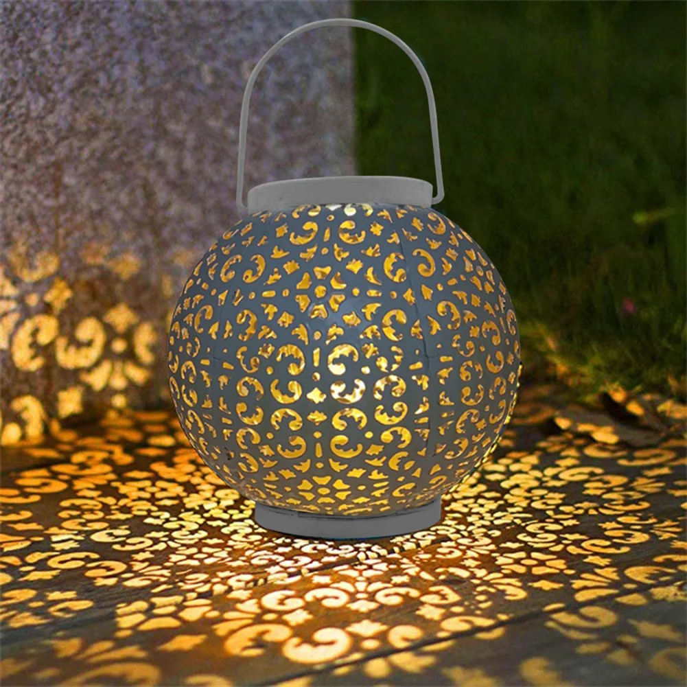 

Hollow Solar LED Iron Art Lantern Light Outdoor Decor Lighting Hanging Lamp