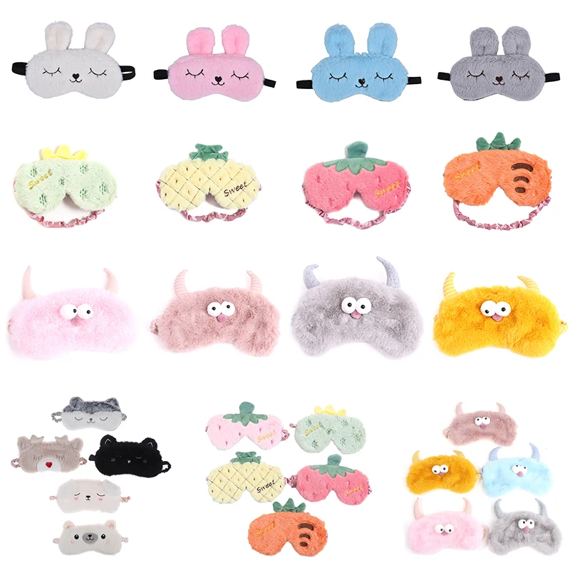 Mouse Rabbit Strawberry Pineapple Eye Shade Office Travel Rest Sleep Blackout Eyes Cover Animals Sleeping Mask Patch Blindfold