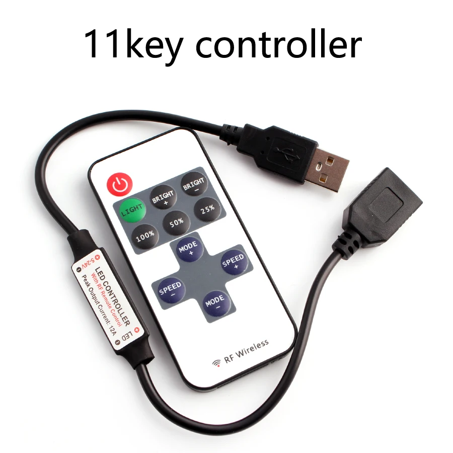 Imagem -04 - Volt Usb Tira Conduzida Dimmer Controle Remoto Rgb 5v 12v 24 v Tira Conduzida Usb Controle Remoto 11 17 24 Chave sem Fio 12 24 v