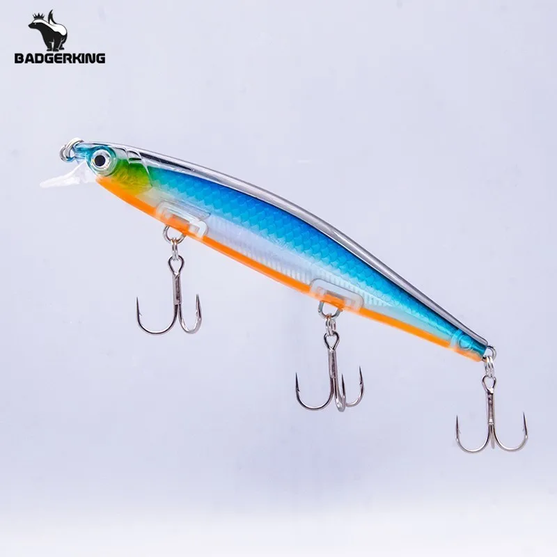 13g quality minnow with short lip shallow diving and three treble hook 12.5cm cheap lure with resin protection layer