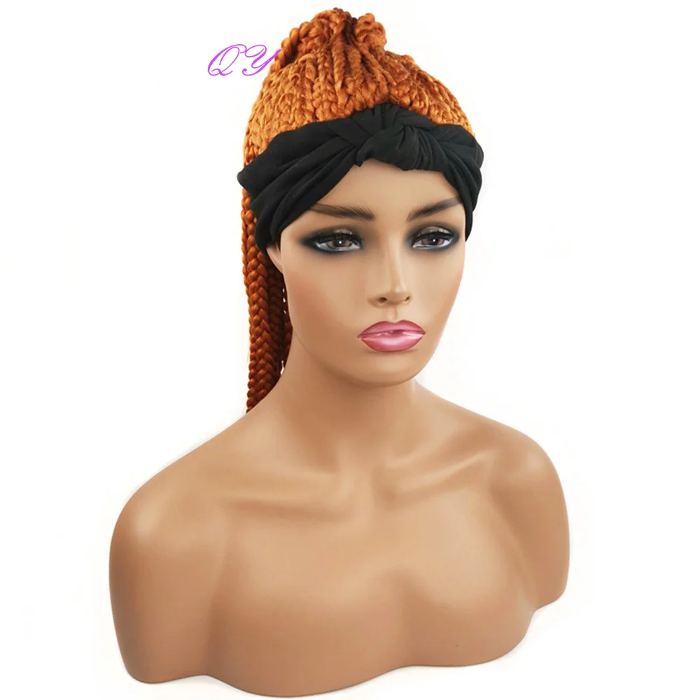 Synthetic Women\'s Headband Braid Wigs  Black Soft African Long Plait Wig For Women Horsetail Dreadlock Mechanism Full Wig