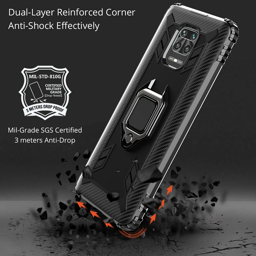 Magnetic Armor ShockProof Case For Xiaomi Redmi Note 9 8  9T 9S 8T 9A 9AT 9C NFC Poco X3   M3 Mi 10T Lite Back Cover