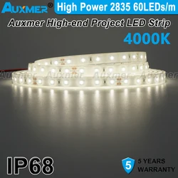 High Power 2835 60LEDs/m LED Strip Lights,14.4W/m,IP68 Waterproof,CRI90/95,DC12/24V LED Tape Light for Outdoor Roof Garden Decor