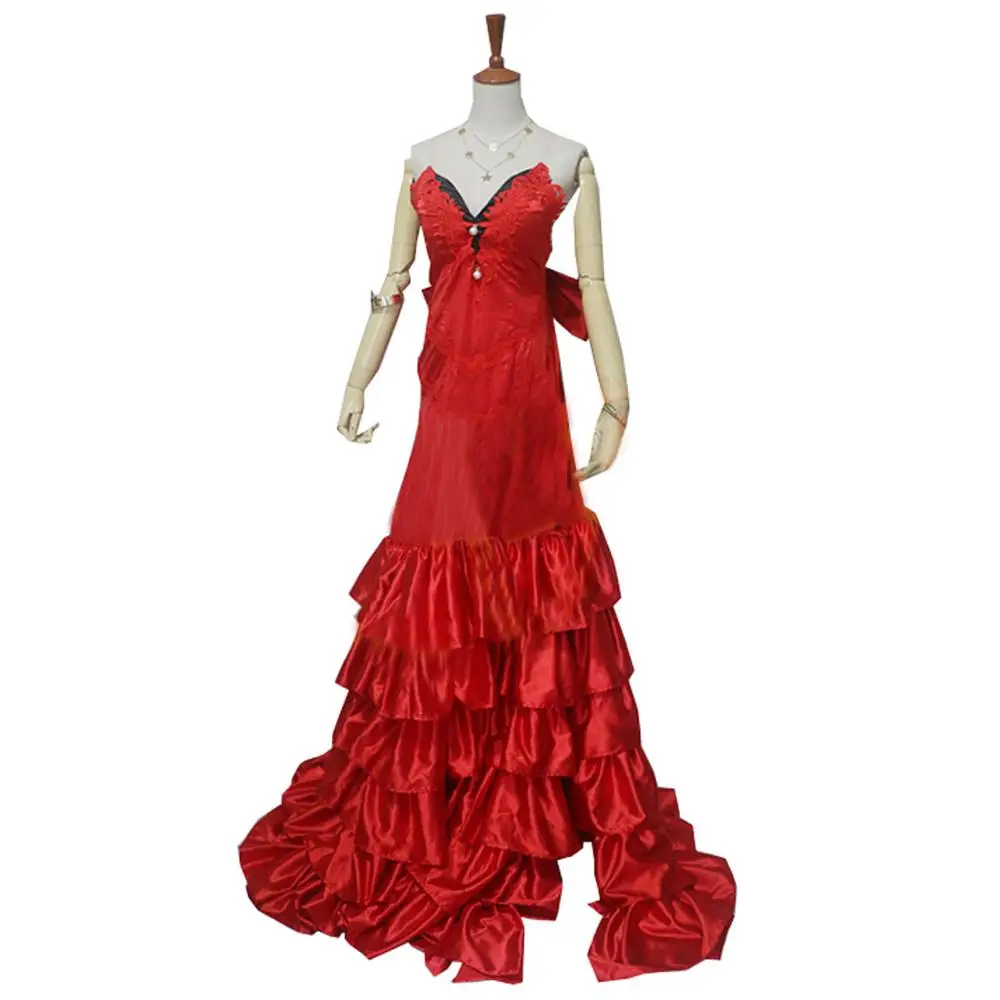 

2020 FF 7 Final Fantasy VII Aerith Gainsborough Cosplay Costume Halloween Carnival Costumes Adult Women Girls Red Dress Gown Cus