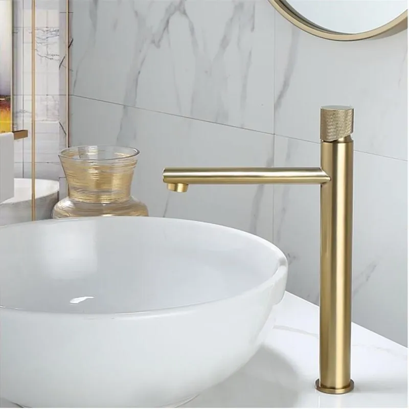 New Basin Faucet Bathroom Faucet Hot and Cold Brushed Gold Brass Toilet Sink Faucet Water Crane Mixer North Europe Simple style