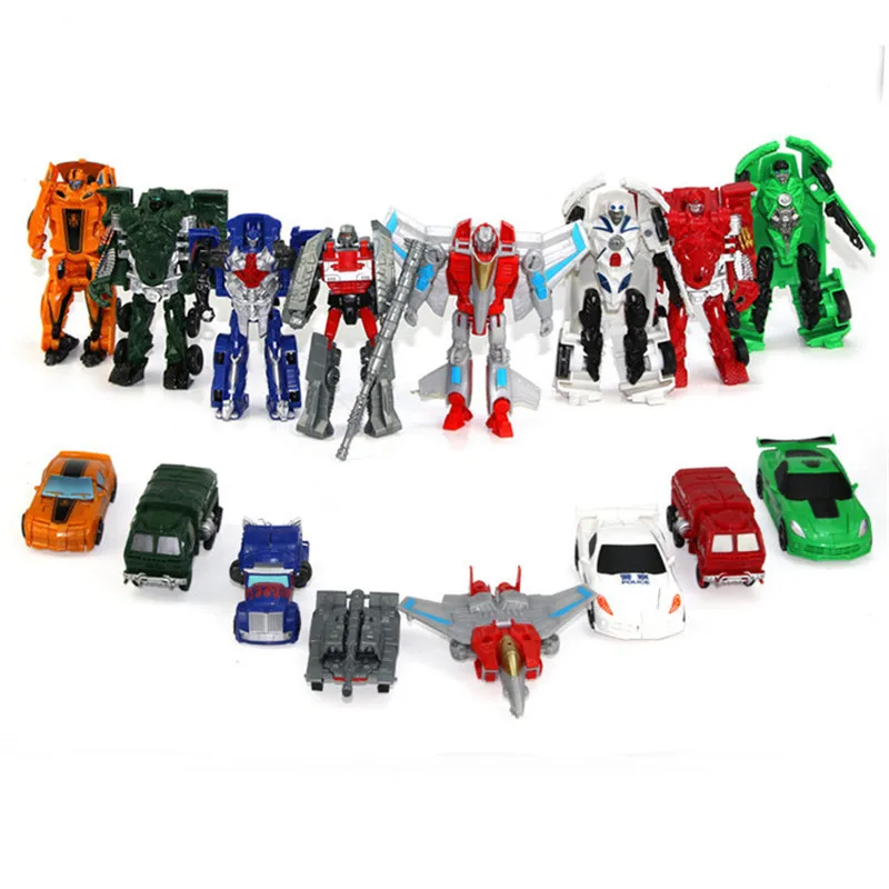 1Pcs Plastic Kid Classic Robot Auto Speelgoed 10Cm Transformatie Model Robot Car Action & Toy Figures Onderwijs Jongen gift I0303