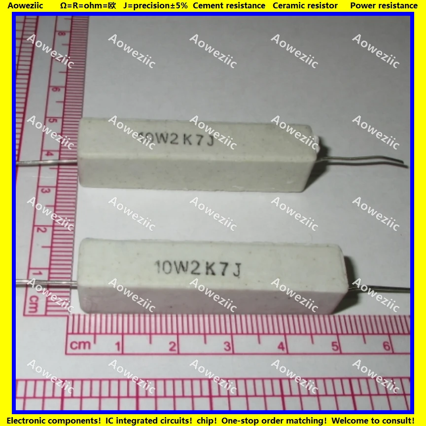10Pcs RX27 Horizontal cement resistor 10W 2.7K ohm 10W2K7J 10W2.7K 2700 ohm Ceramic Resistance precision 5% Power resistance