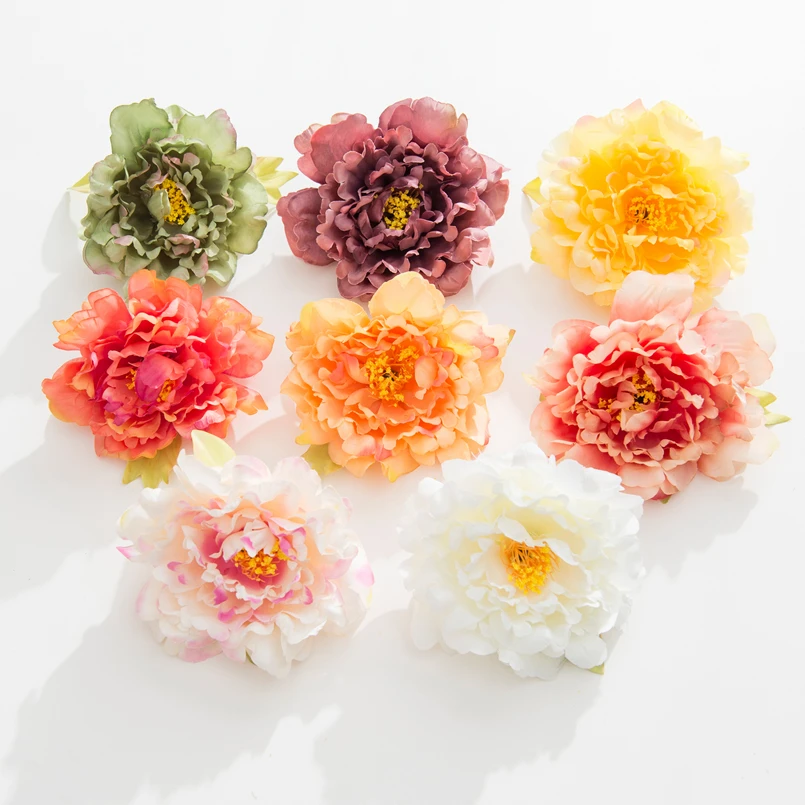 10PCS Artificial Peony Flowers Head Christmas Decorations for Home Wedding Bridal Accessories Clearance Stamen Christmas Garland