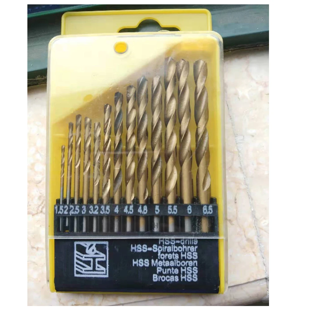 13 Chiếc Vòng Vỏ HSS Phủ Titanium Bộ Mũi Khoan 1.5-6.5Mm Nhanh Chóng Thay Đổi Mũi Chất Lượng Cao dụng Cụ Phần