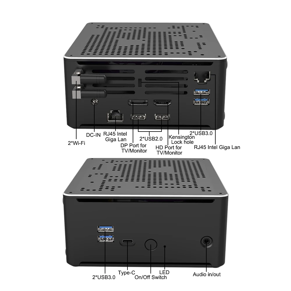 Eglobal Intel Core i9 10980HK كمبيوتر صغير Windows10 Pro كمبيوتر ألعاب HDMI2.0 DP1.2 شاشة مزدوجة 4K 60 هرتز 2 Intel Lan 9260 AC Wifi
