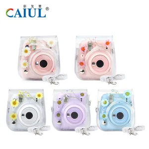 Caiul for Fujifilm Instax Mini 12/11 / 8 / 9 Instant Film Camera Transparent Color Protective Case Bag With Straps