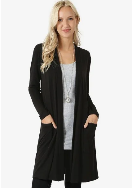 2020 New Women Sweater Explosion In Europe And America Simple Long Sleeve Medium And Long Cardigan Solid Knitted Women Sweater