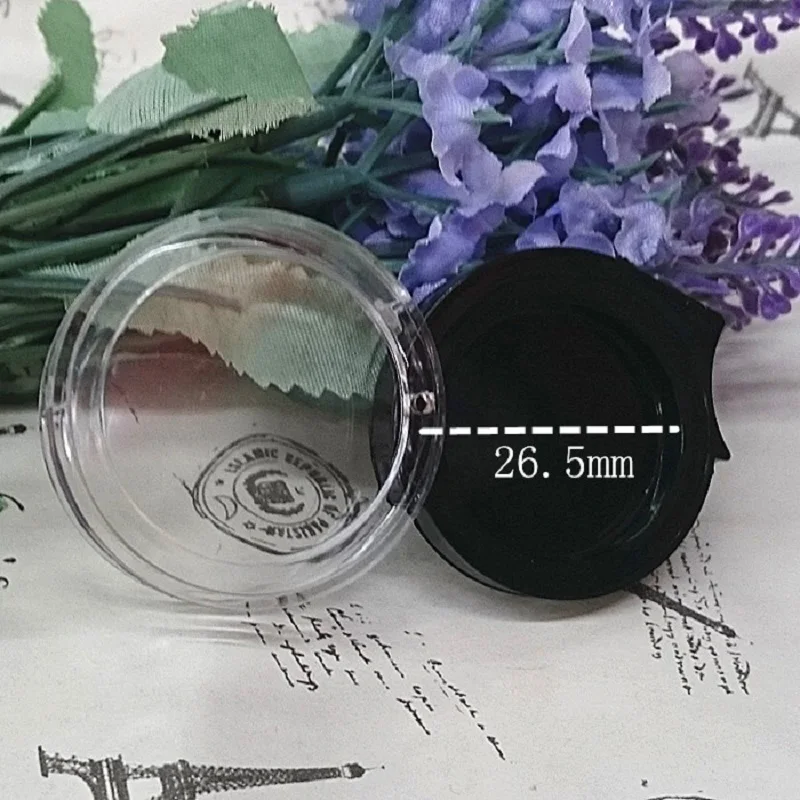 Black Round Empty Plastic Eyeshadow Powder Container DIY Cosmetic Blusher Compacts Side Open Nail Art Decorations Storage Box