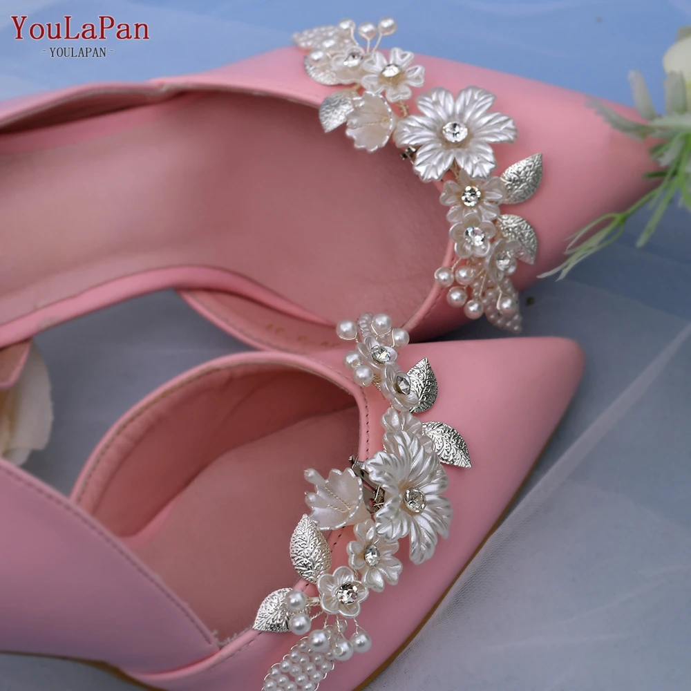 Youlapan-pérola sapatos com padrão de flor para mulheres e meninas, acessórios do casamento, pérola artesanal, x26