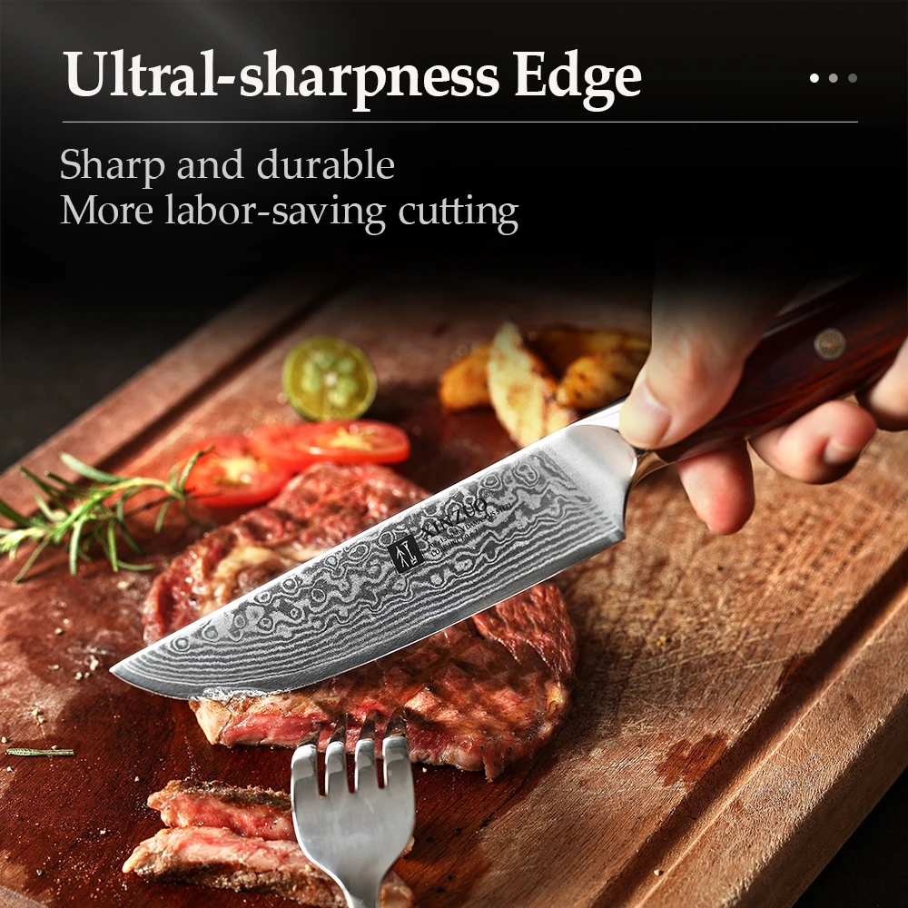 XINZUO 5'' Steak Knife High Carbon Damascus Steel Blade Kitchen Knife Razor Sharp New Arrival Chef Knife Beat Kitchen Tools
