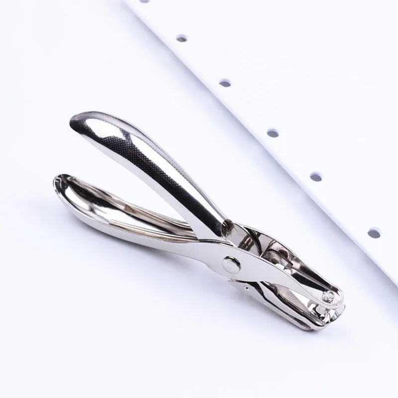 1pc Metal Single Hole Punching Pliers Punching Diameter 6mm Paper Depth 16mm Hand-Held Manual Puncher Office Stationery