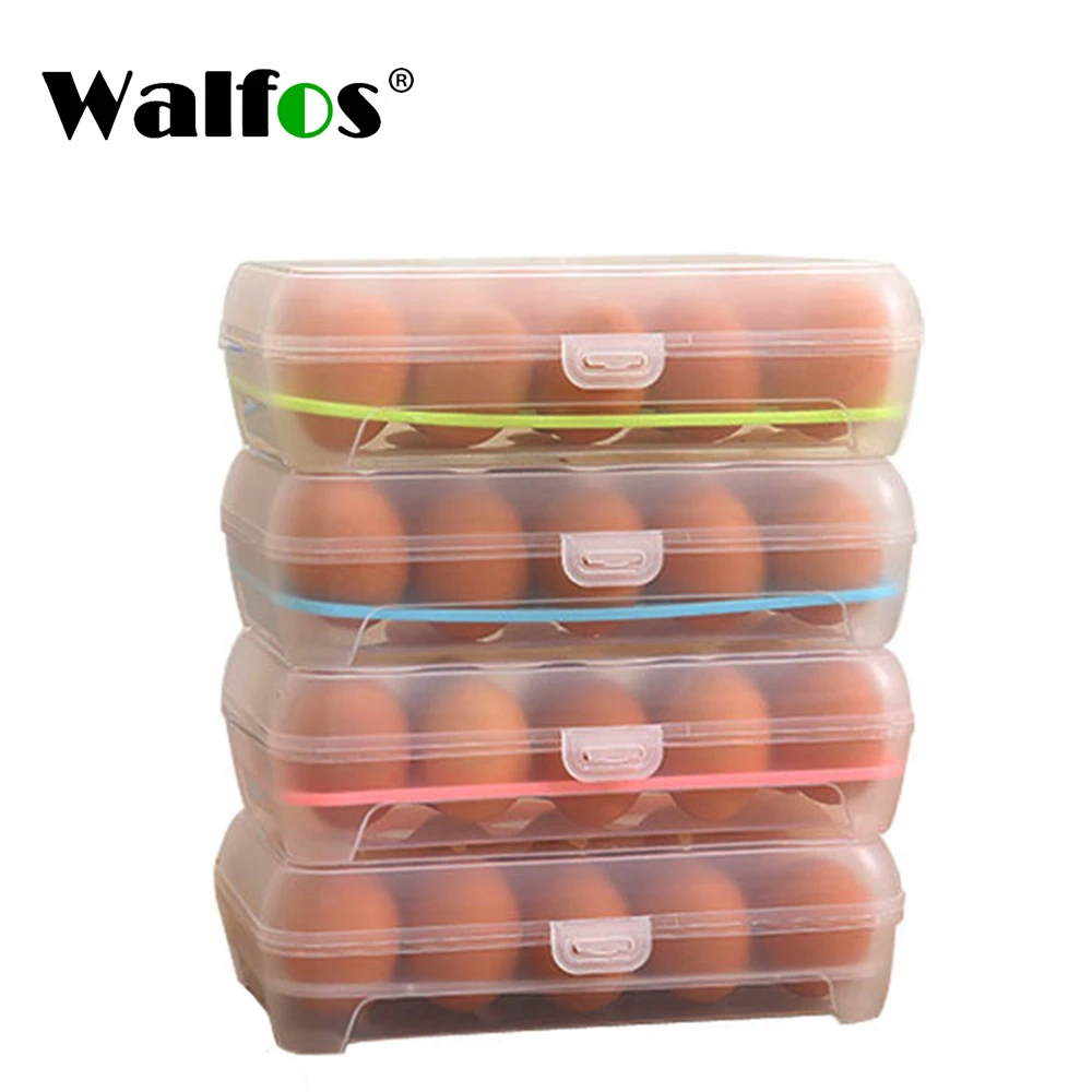 Walfos 1 PCS Crisper Plastic Egg Container Case Refrigerator Fresh Storage Boxs Kitchen Tools Portable Wild Picnic Egg Organizer