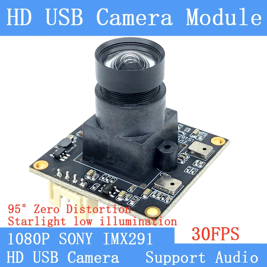 PU`Aimetis Webcam IMX291 Star Level 30FPS USB Camera Module 5MP Zero Distortion Lens 1920*1080P Surveillance Support Audio